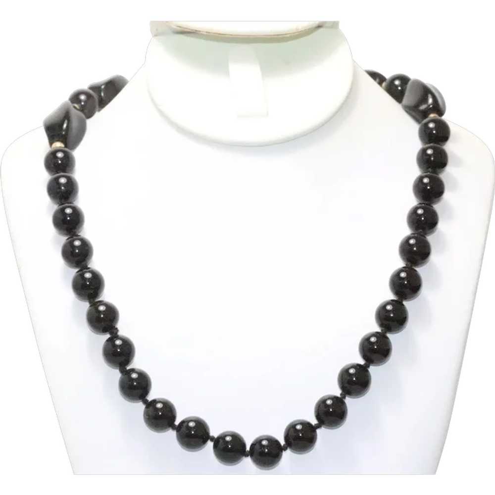 Vintage Black Onyx Beaded Necklace - image 1