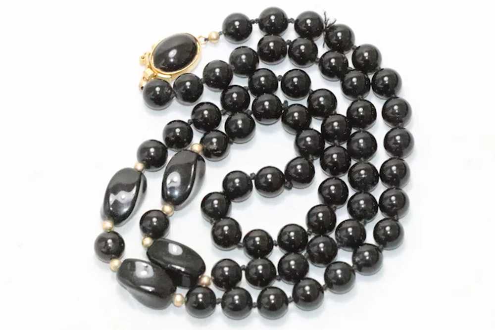 Vintage Black Onyx Beaded Necklace - image 2