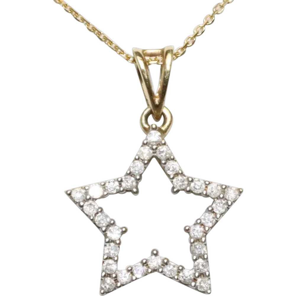 14KT Yellow Gold .36CT Diamond Star Necklace - image 1