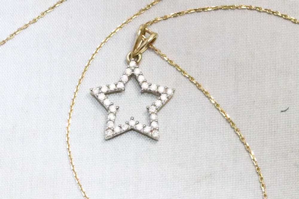 14KT Yellow Gold .36CT Diamond Star Necklace - image 2