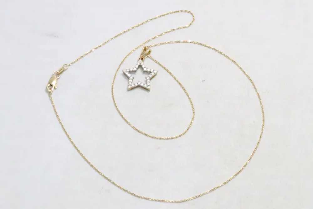 14KT Yellow Gold .36CT Diamond Star Necklace - image 3