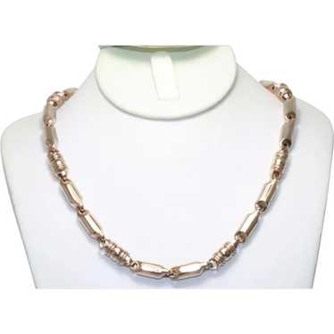 Sterling Silver Rose Gold Overlay Link Necklace