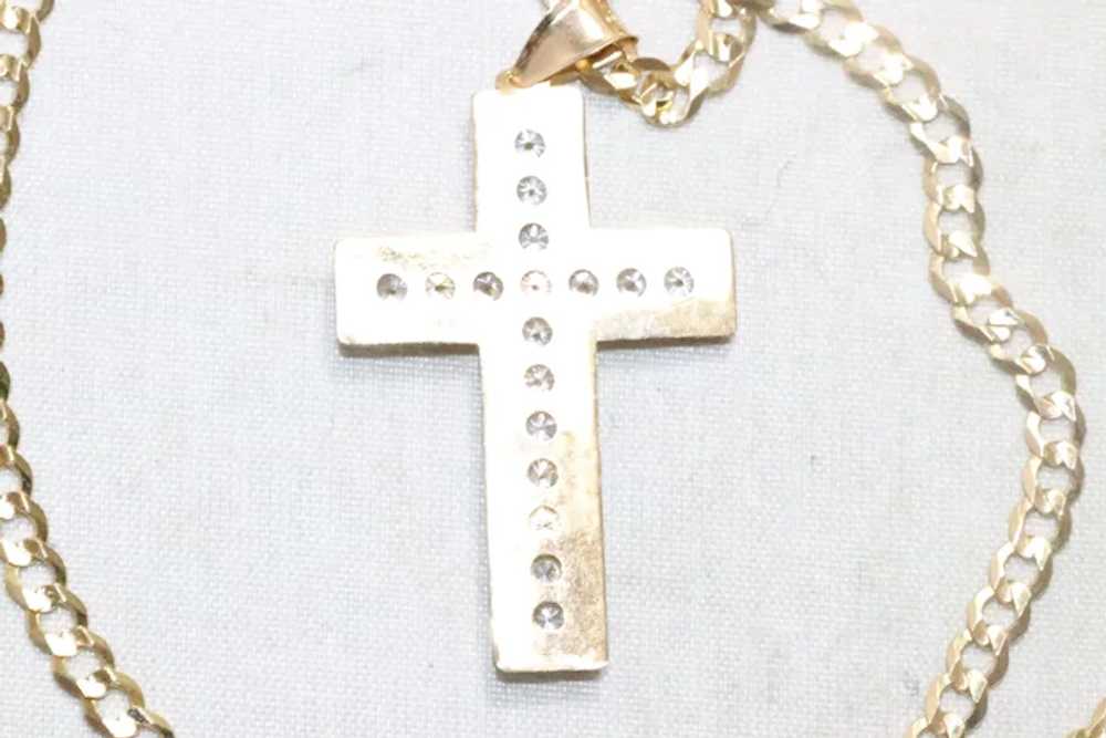 14KT Tri Tone Gold Cubic Zirconia Jesus Cross Nec… - image 4