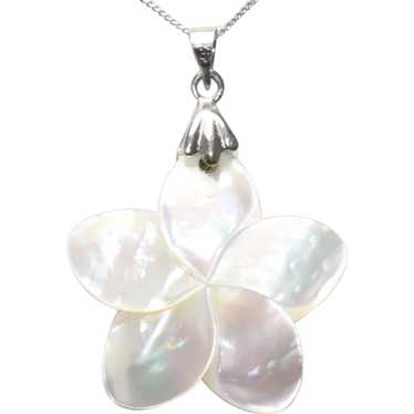 Vintage Sterling Silver White Mother of Pearl Flo… - image 1