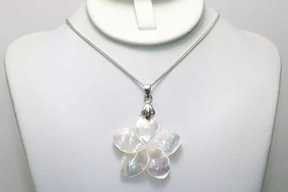 Vintage Sterling Silver White Mother of Pearl Flo… - image 2