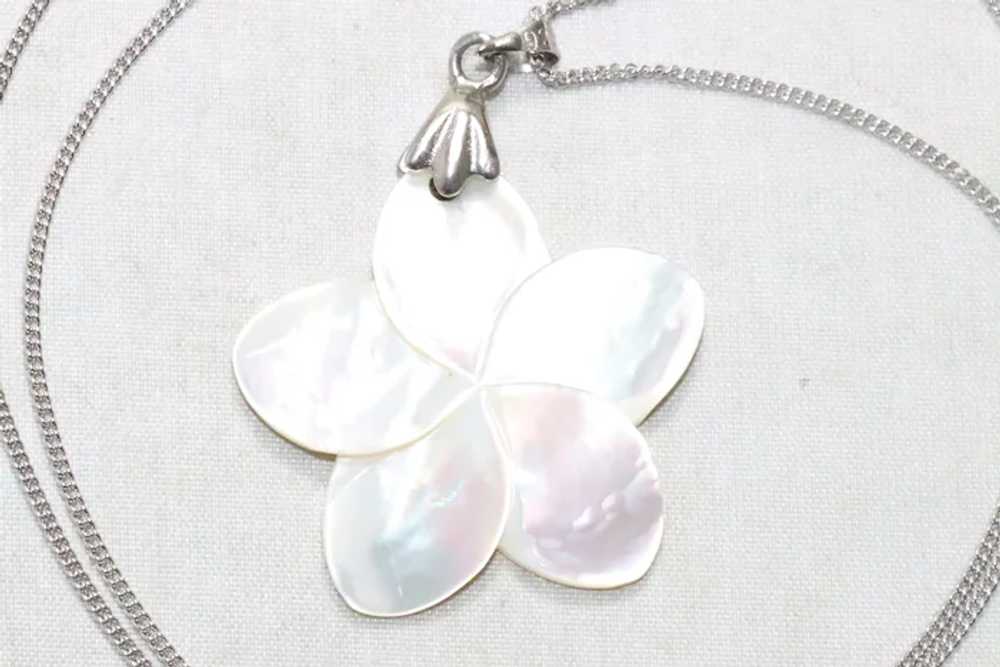 Vintage Sterling Silver White Mother of Pearl Flo… - image 3