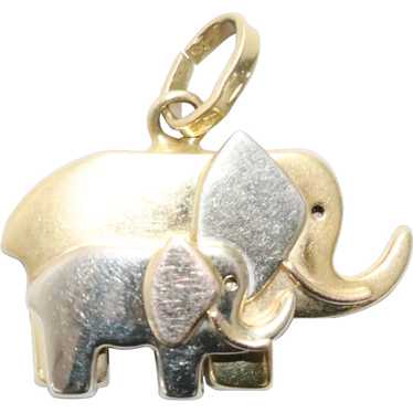 Vintage 18KT Tri Tone Gold Elephant Pendant - image 1