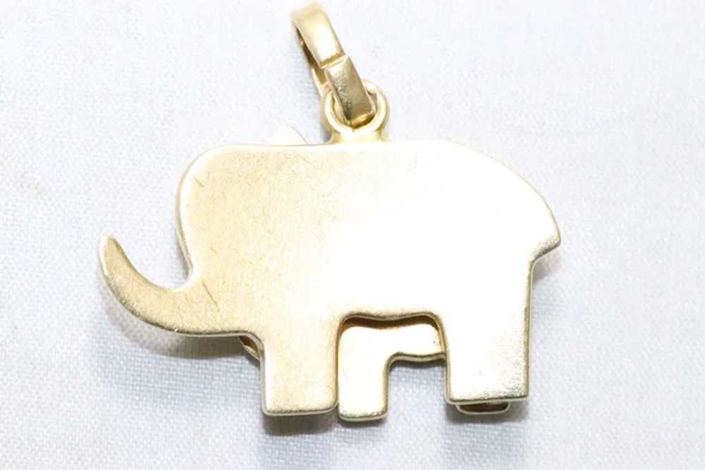 Vintage 18KT Tri Tone Gold Elephant Pendant - image 2