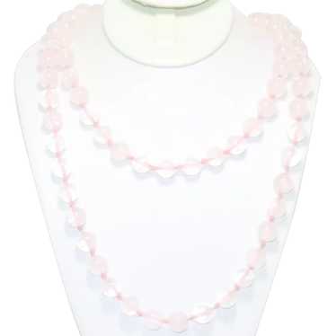Vintage Round Beaded Rose Quartz Necklace - image 1