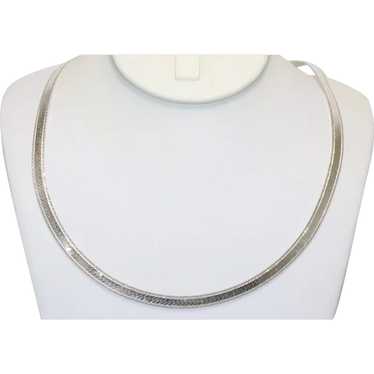 Vintage Sterling Silver Italian Herringbone Chain… - image 1