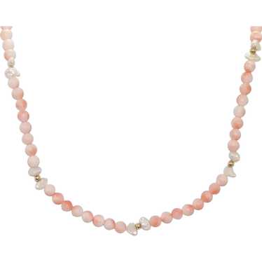 Corals and Pearls Necklace With Gold Fill