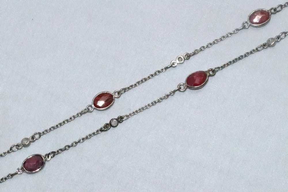 Sterling Silver Ruby and Rose Cut Diamond Necklace - image 3