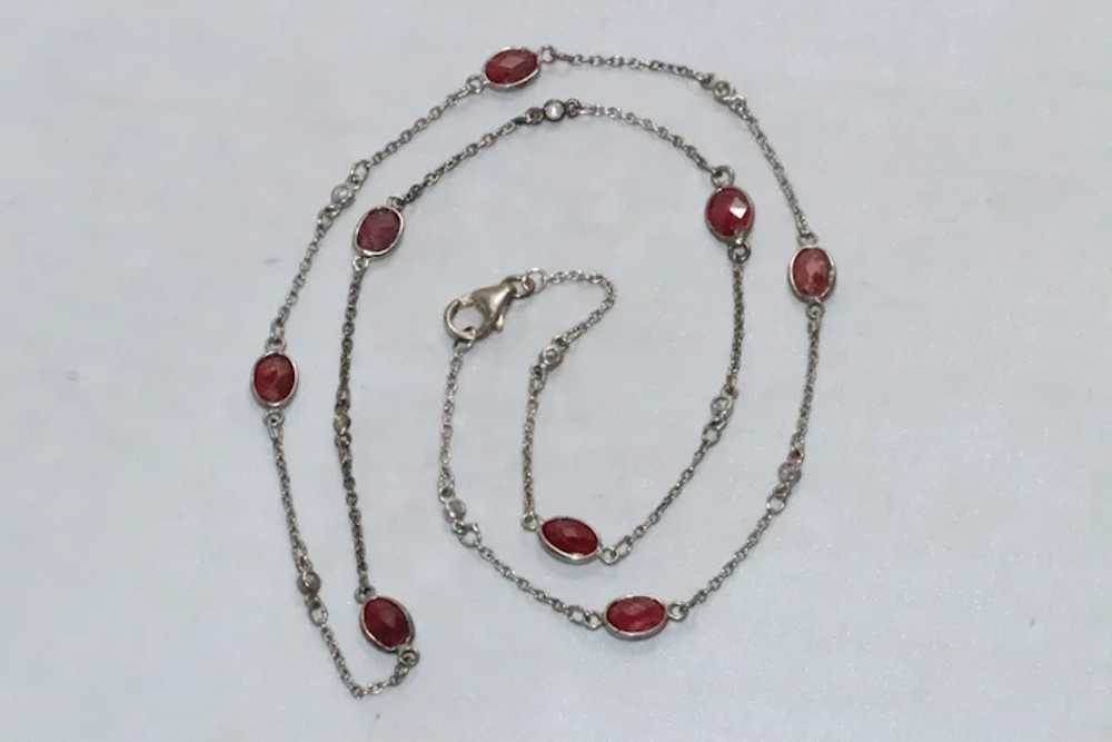 Sterling Silver Ruby and Rose Cut Diamond Necklace - image 4