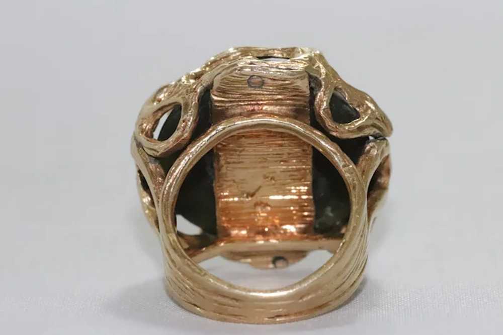Vintage 14K Yellow Gold Spanish Jade Ring - image 4
