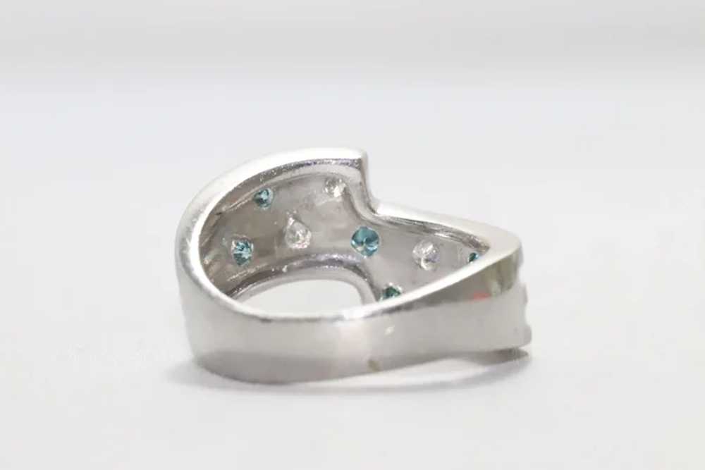 Platinum .50 CT Blue and White Diamond Ring - image 3