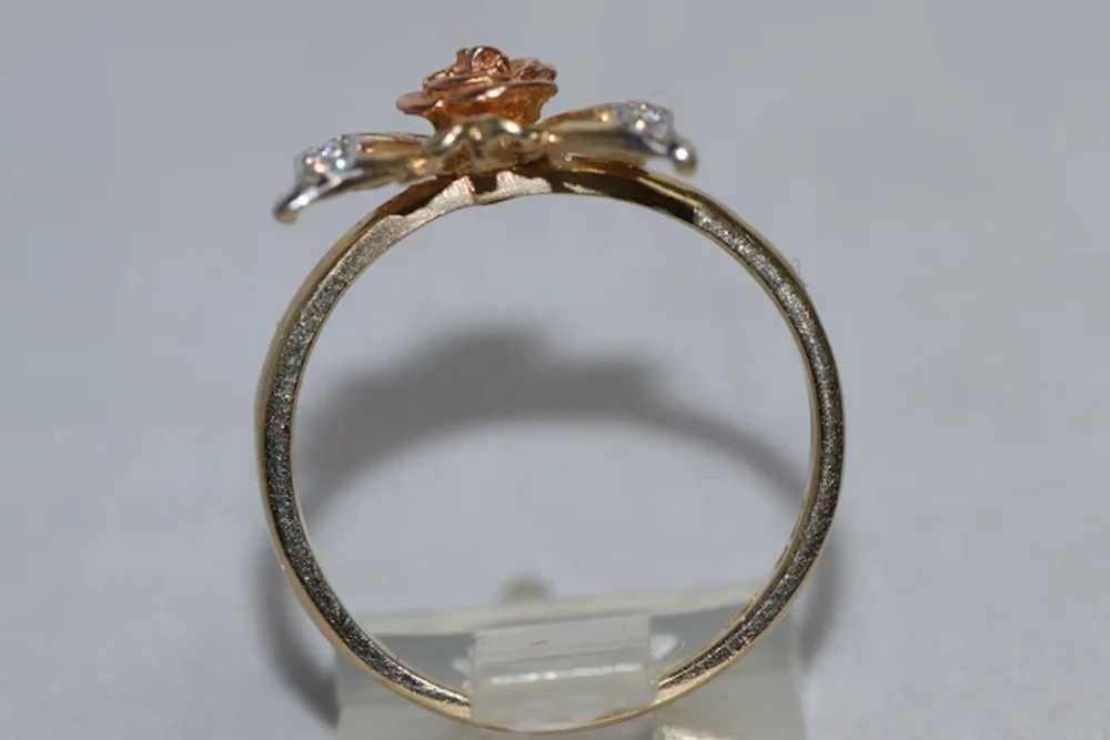 14 KT Tri Color Gold Cubic Zirconia Butterfly Ring - image 3