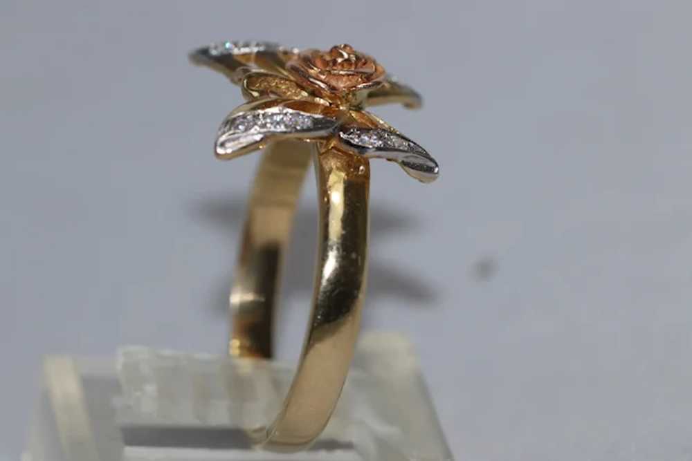 14 KT Tri Color Gold Cubic Zirconia Butterfly Ring - image 4