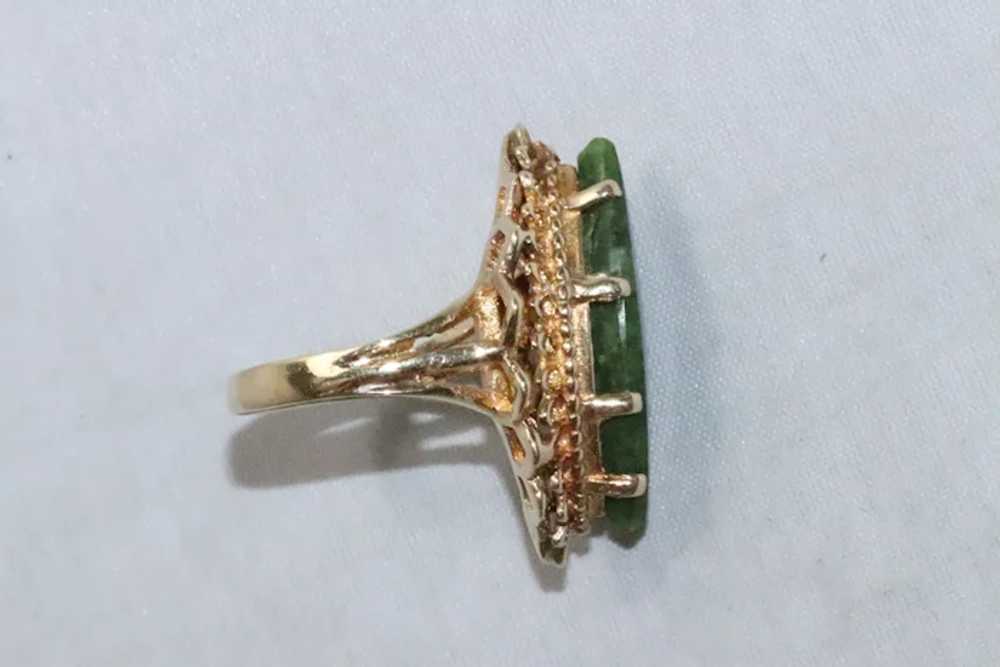 14 KT Yellow Gold Jade Ring - image 4