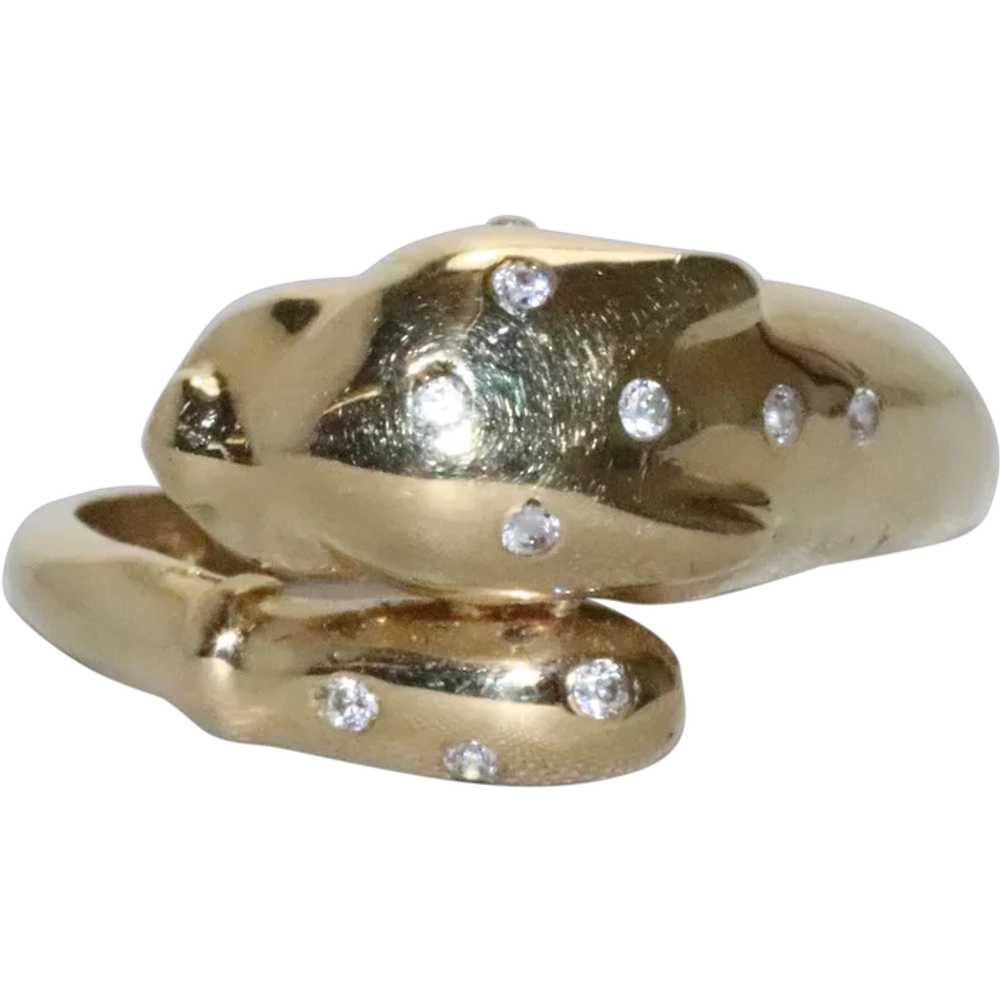 14KT Yellow Gold .25 CT Diamond Panther Ring - image 1