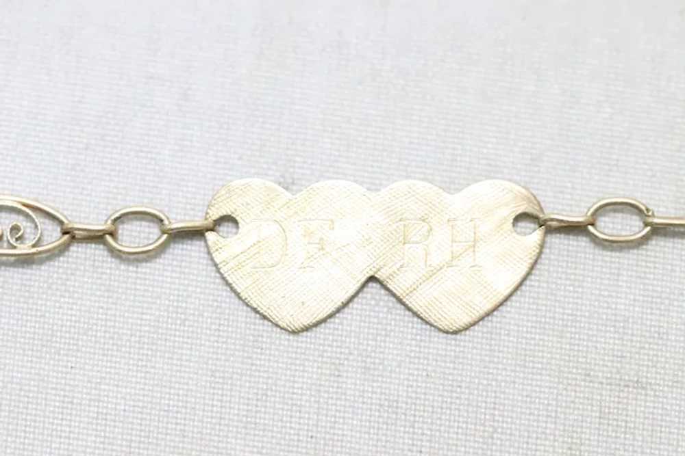 Vintage 14K Gold Hearts Initials Ankle Bracelet - image 3