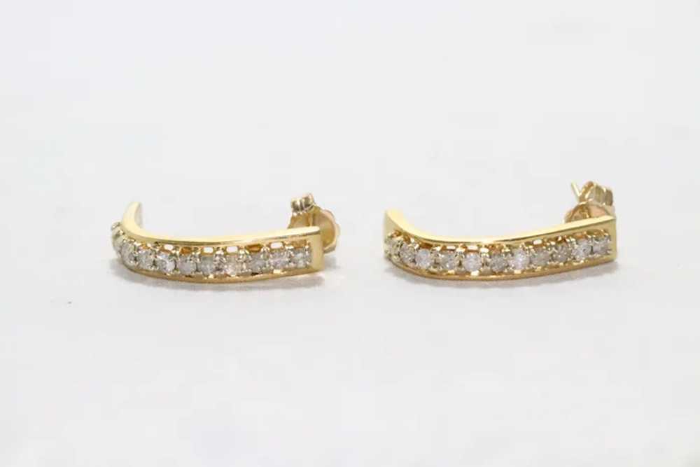 14K Yellow Gold Diamond Earrings - image 2