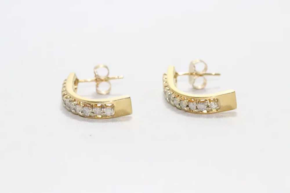 14K Yellow Gold Diamond Earrings - image 3