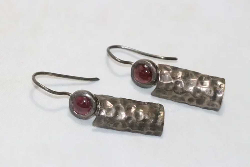 Sterling Silver Garnet Stone Earrings - image 2
