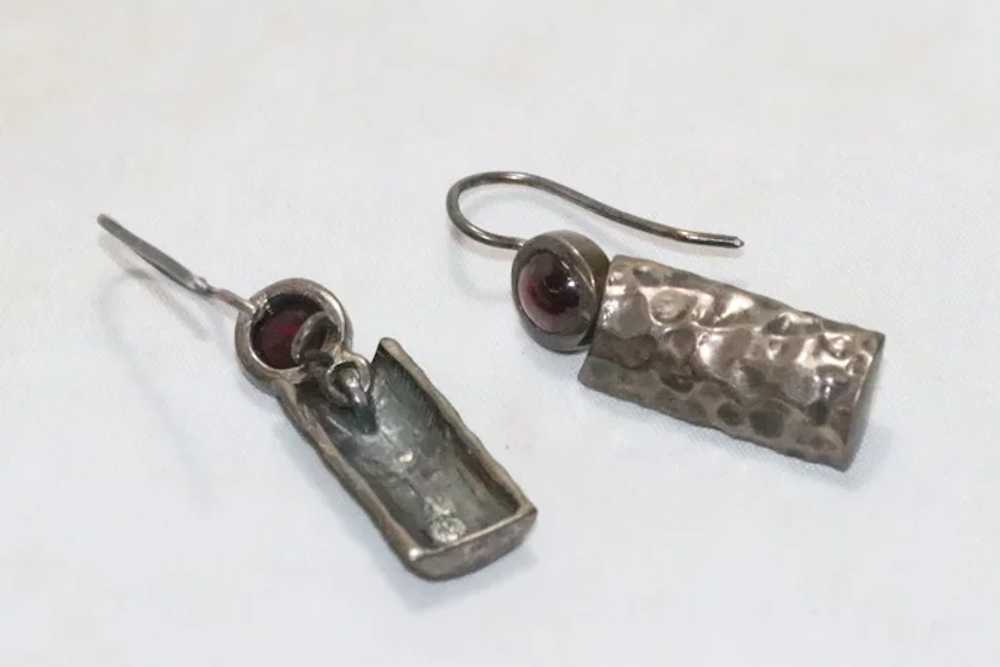 Sterling Silver Garnet Stone Earrings - image 3