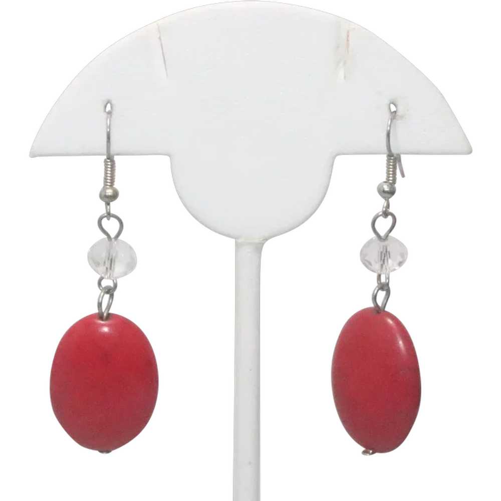 Vintage Synthetic Coral Earrings - image 1