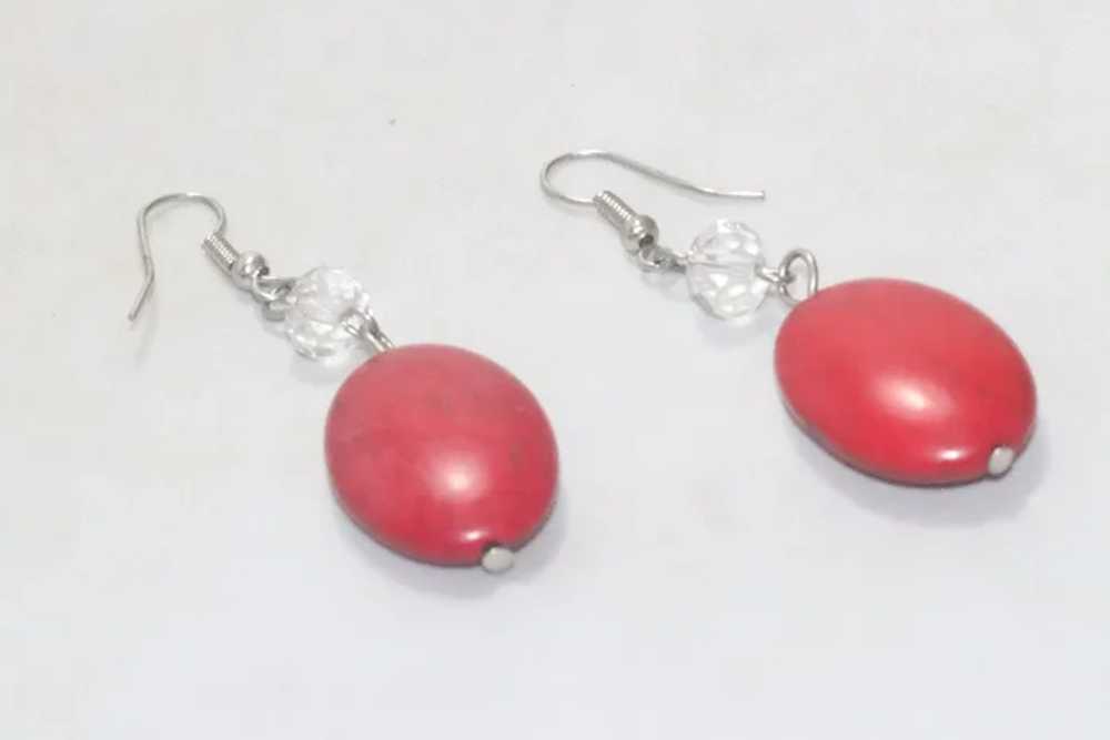 Vintage Synthetic Coral Earrings - image 2