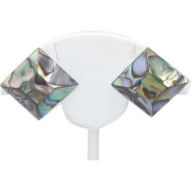 Vintage Costume Mother Of Pearl Clip On Earrings - image 1