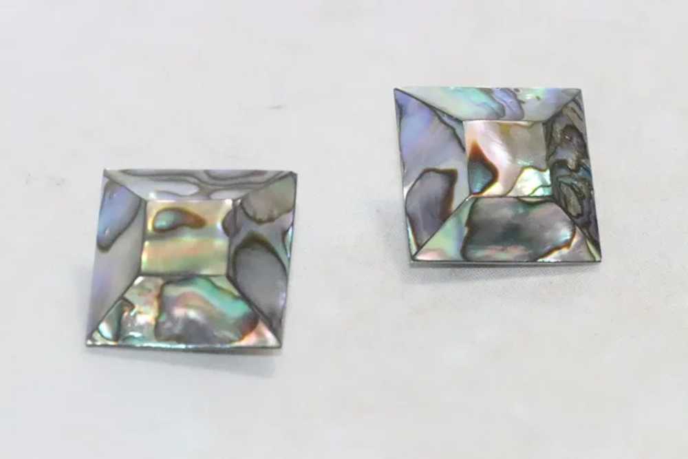 Vintage Costume Mother Of Pearl Clip On Earrings - image 2