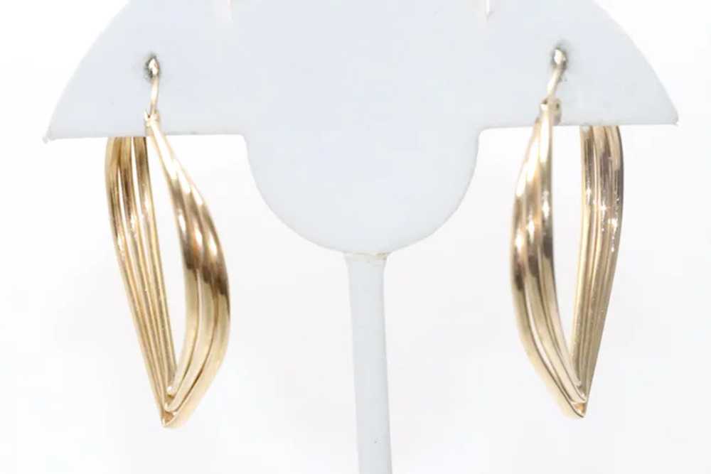 Vintage 14KT Yellow Gold Heart Hoop Earrings - image 2