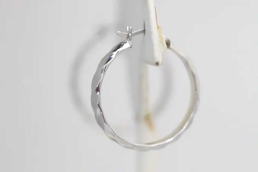 Vintage 14K White Gold Twisted Hoop Earrings - image 3