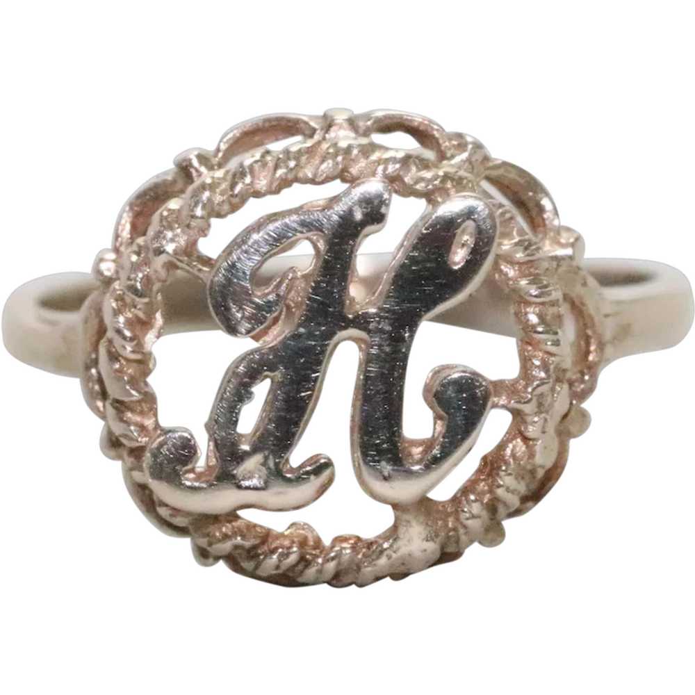 10K Yellow Gold Rope K Initial Ring - image 1