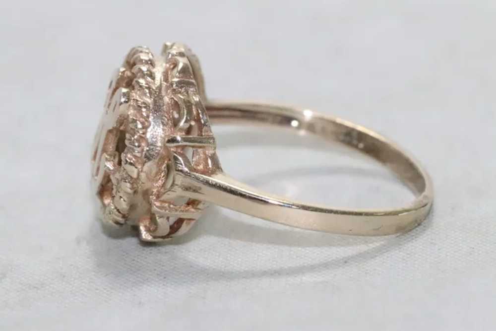 10K Yellow Gold Rope K Initial Ring - image 2