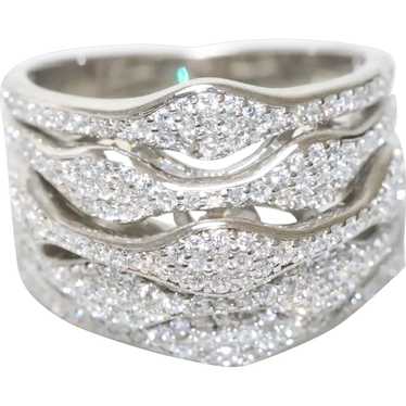 Sterling Silver Wavy Cubic Zirconia Ring - image 1