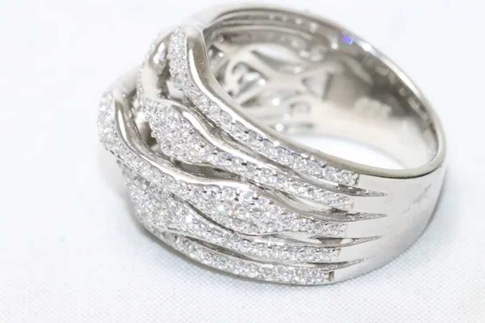 Sterling Silver Wavy Cubic Zirconia Ring - image 2