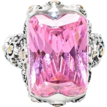 Sterling Silver Pink Zircon Filigree Ring