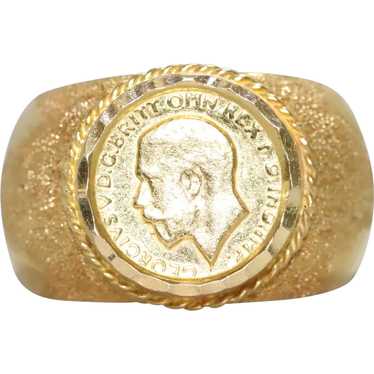 22 KT Gold British Sovereign King Coin Ring