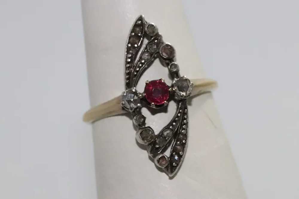 18 KT Gold .55 CT Diamond and .25 CT Ruby Victori… - image 3