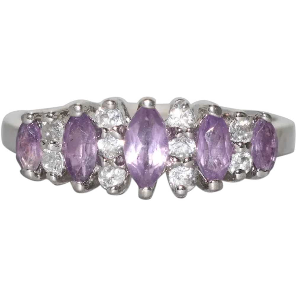 Vintage Sterling Silver Amethyst And Cubic Zircon… - image 1
