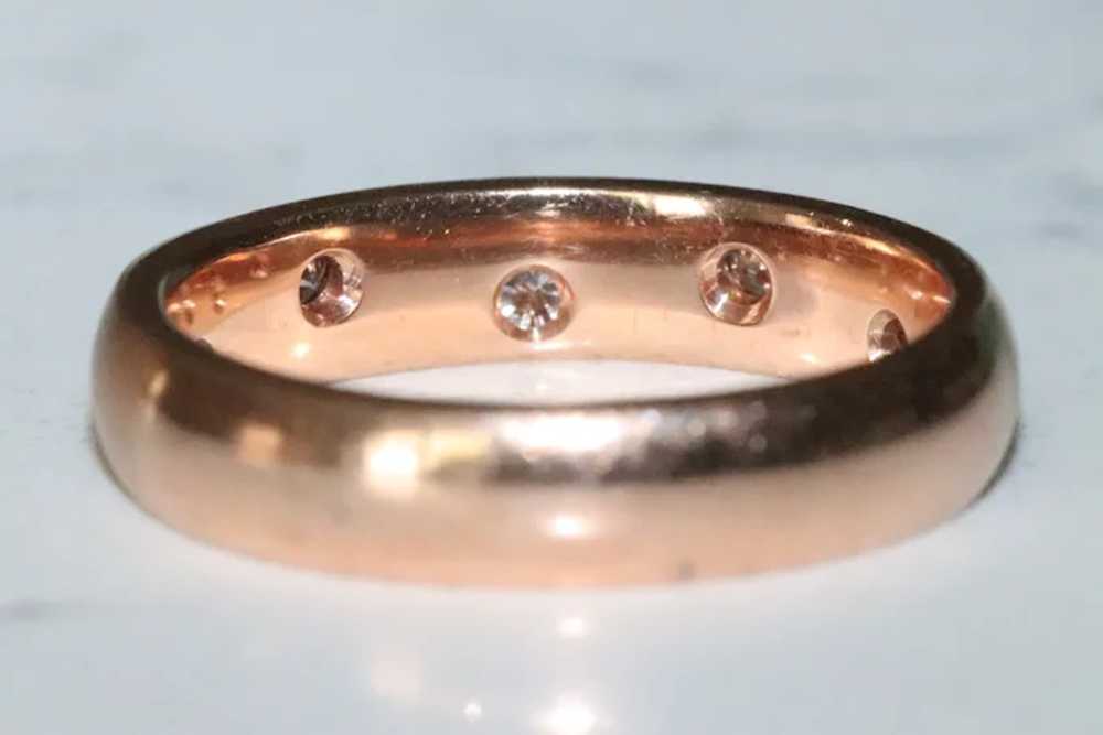 14K Rose Gold Burnish Set Diamond Band - image 4