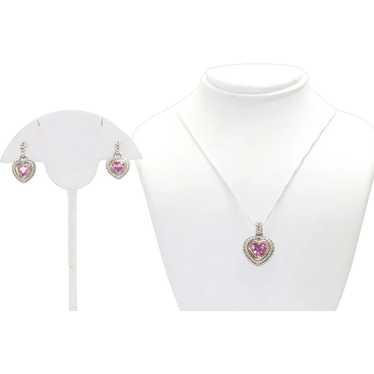 14 KT And Sterling Silver Lab Created Rubies Hear… - image 1
