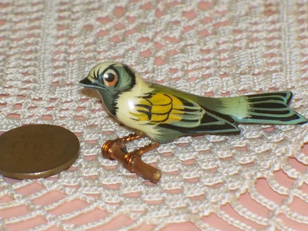 Vintage TAKAHASHI BIRD Wooden Hand Carved Brooch,… - image 10