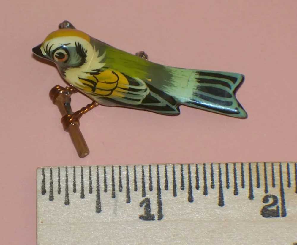 Vintage TAKAHASHI BIRD Wooden Hand Carved Brooch,… - image 3