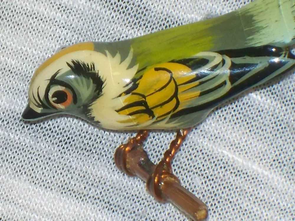 Vintage TAKAHASHI BIRD Wooden Hand Carved Brooch,… - image 5