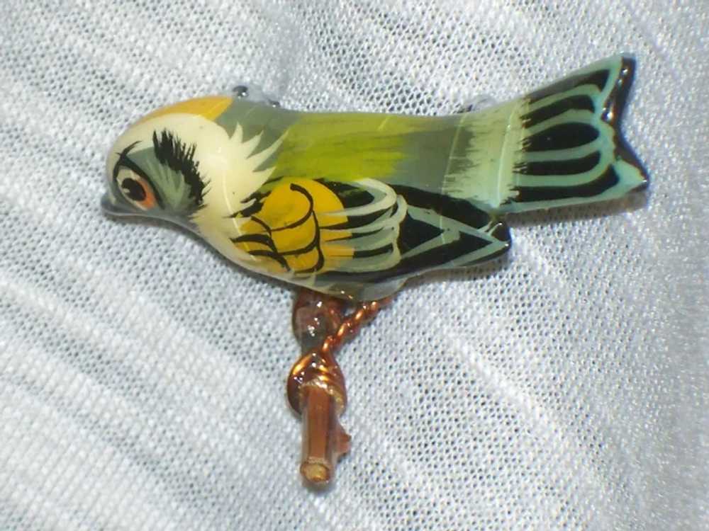 Vintage TAKAHASHI BIRD Wooden Hand Carved Brooch,… - image 8