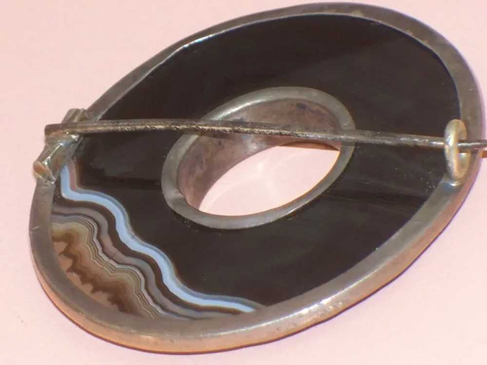Antique Scottish Banded Agate Circle Brooch Victo… - image 8