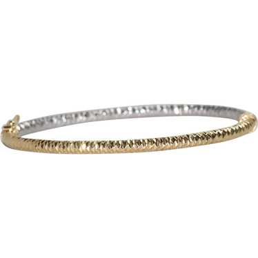 14KT Two Tone Gold Diamond Cut Bangle Bracelet - image 1